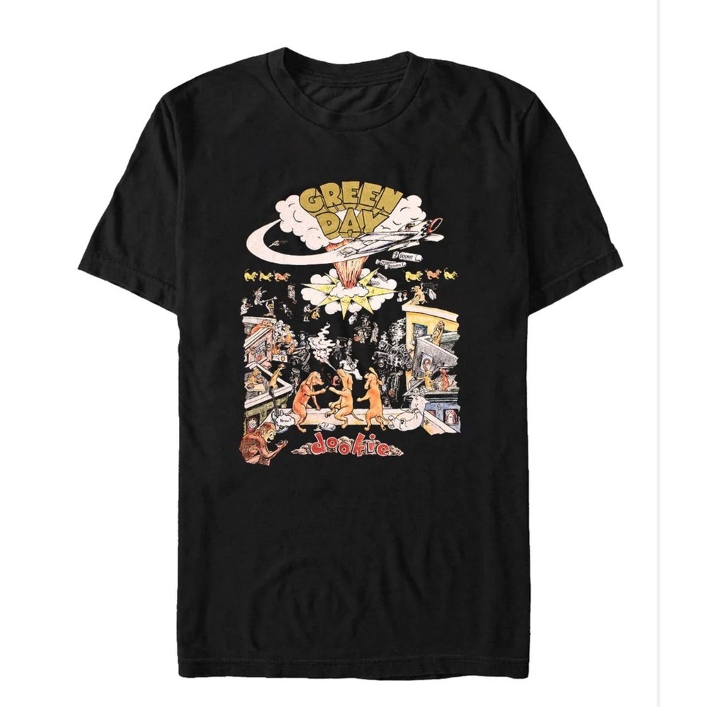 Green Day Dookie Graphic T-Shirt Mens Large Black Album Cover Art Tee Preloved